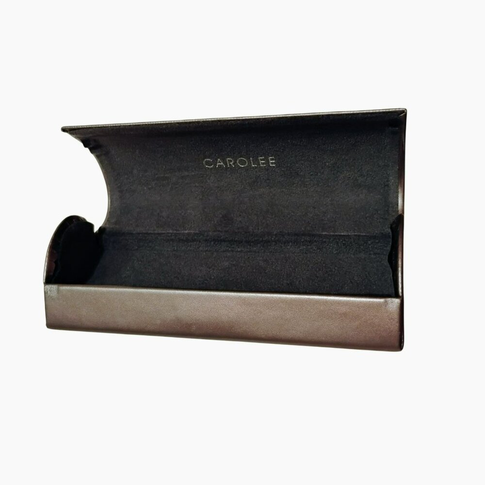 Carolee Grey Faux Leather Eyeglasses Case With Heart Detail & Magnetic Closure - Picture 2 of 10